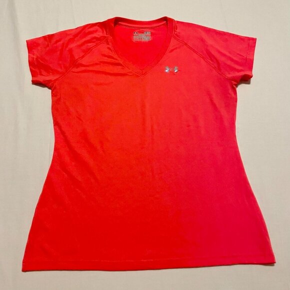 Under Armour Womens Shirt Size Small Heatgear Semi Fitted Tshirt Vneck - Picture 1 of 16